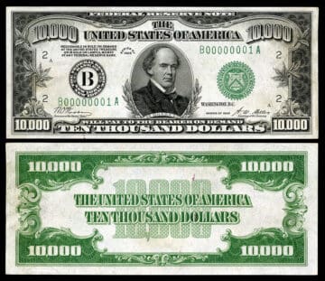 U.S. Ten Thousand Dollar Bill - 1934 $10000 USD Treasury Note