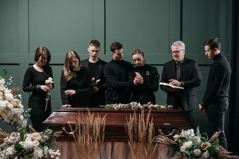 People at a funeral.